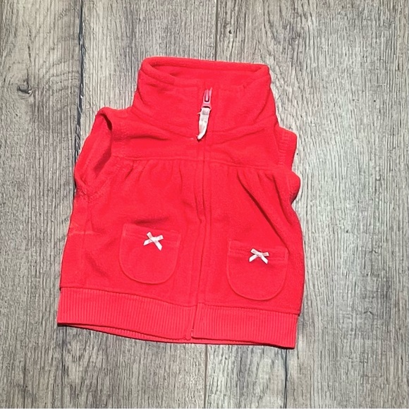 ❤️2/$15❤️5/$25❤️ CARTER’S | neon coral fleece vest - Picture 1 of 2